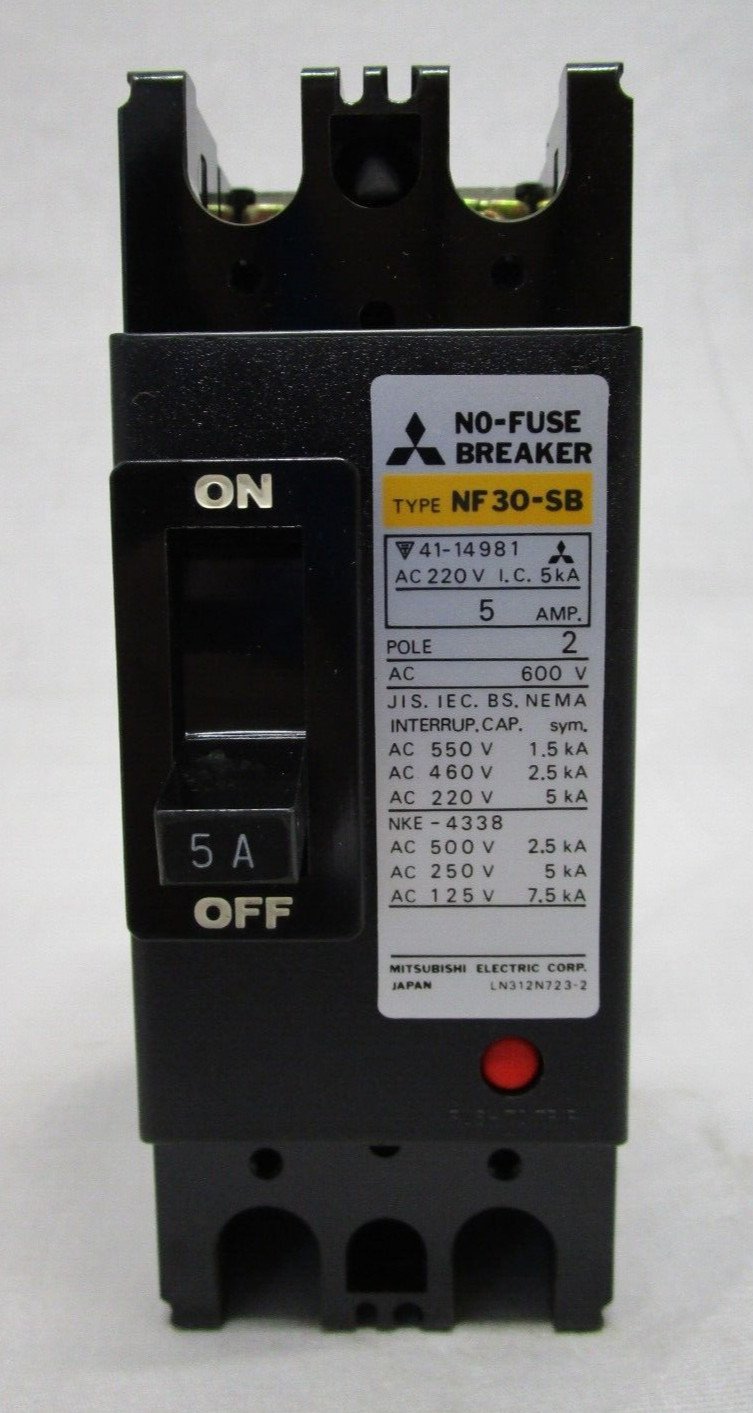 NEW MITSUBISHI NF30-SB NO-FUSE CIRCUIT BREAKER 2P 600V 5A
