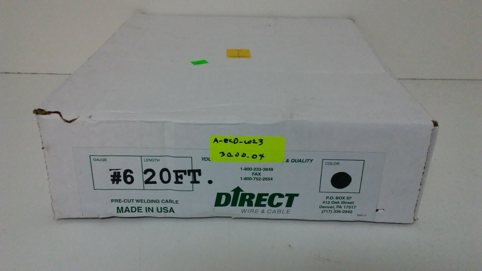 NEW OLD STOCK! DIRECT 20′ WIRE & CABLE WELDING CABLE BLACK #6