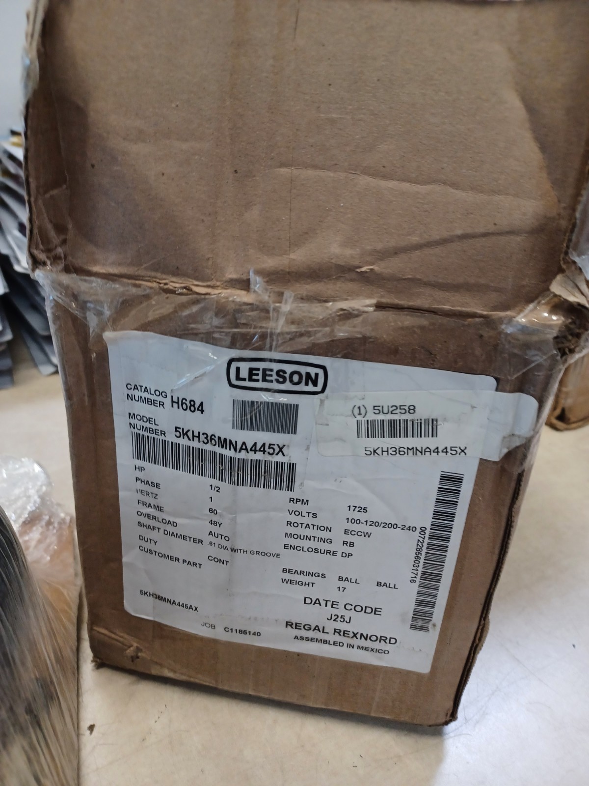 Leeson 5KH36MNA445AX Pump Motor 1/2hp for Vane Pump