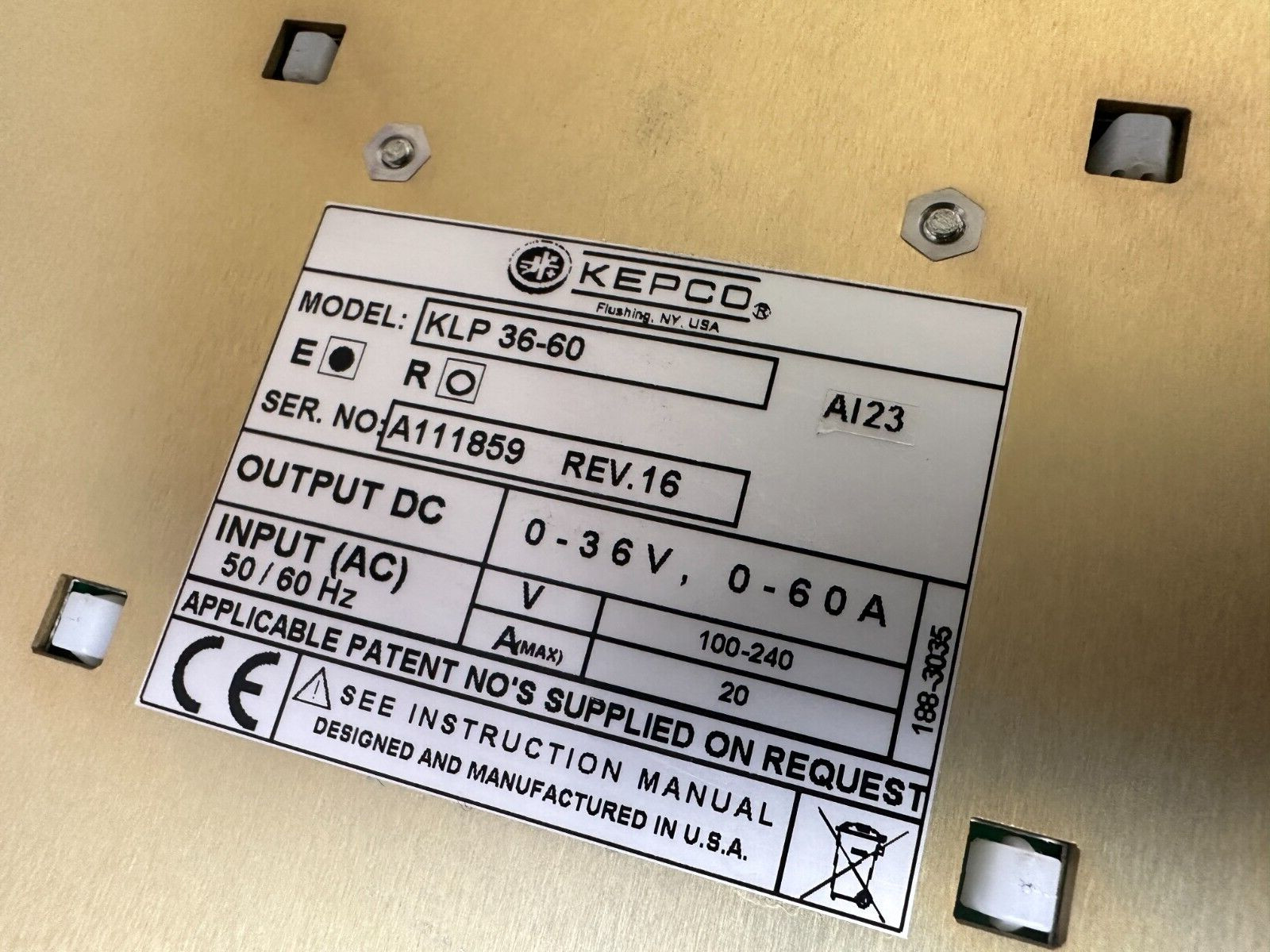 Kepco KLP 36-60 Power Supply