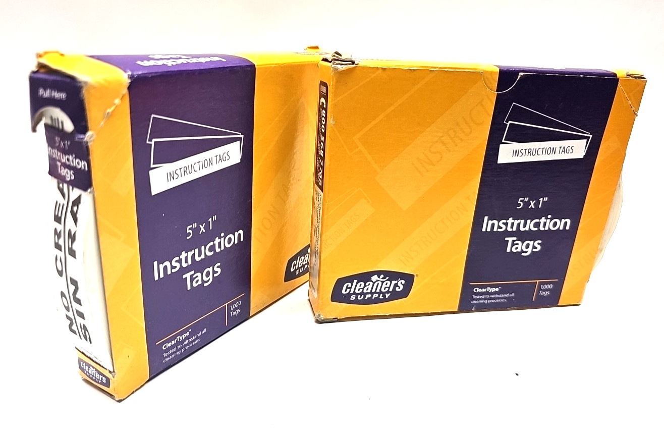 Lot of 2000, Cleaners Supply, INSTRUCTION TAGS 5″ X 1″ ( No Crease Sin Raya )