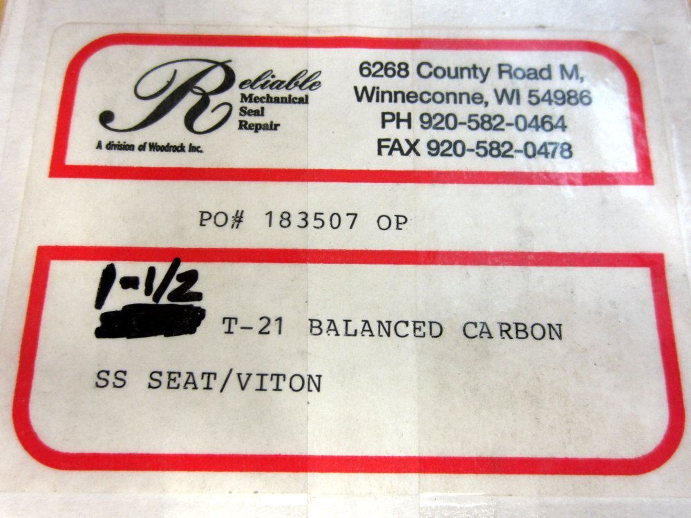 Woodrock 1252682 Reliable Mechanical Seal T21x1-1/2 RMS-T21 1-1/2″