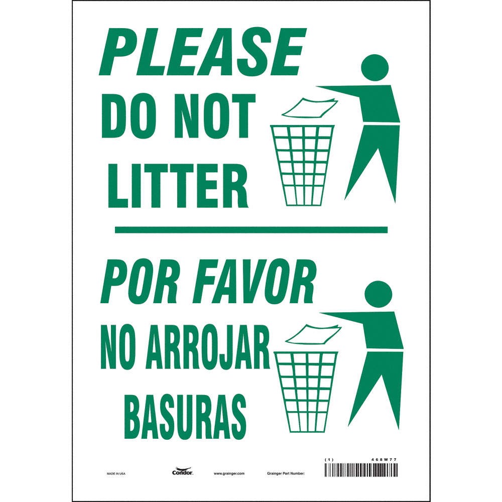 CONDOR Safety Sign,14 in x 10 in,Vinyl 468W77