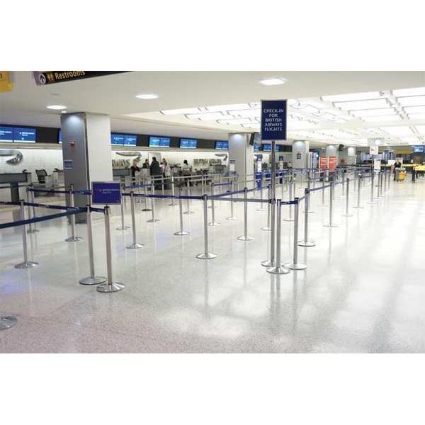 RETRACTA-BELT 300PC-BL Barrier Post with Belt, Polished Chrome, 10 ft Length,
