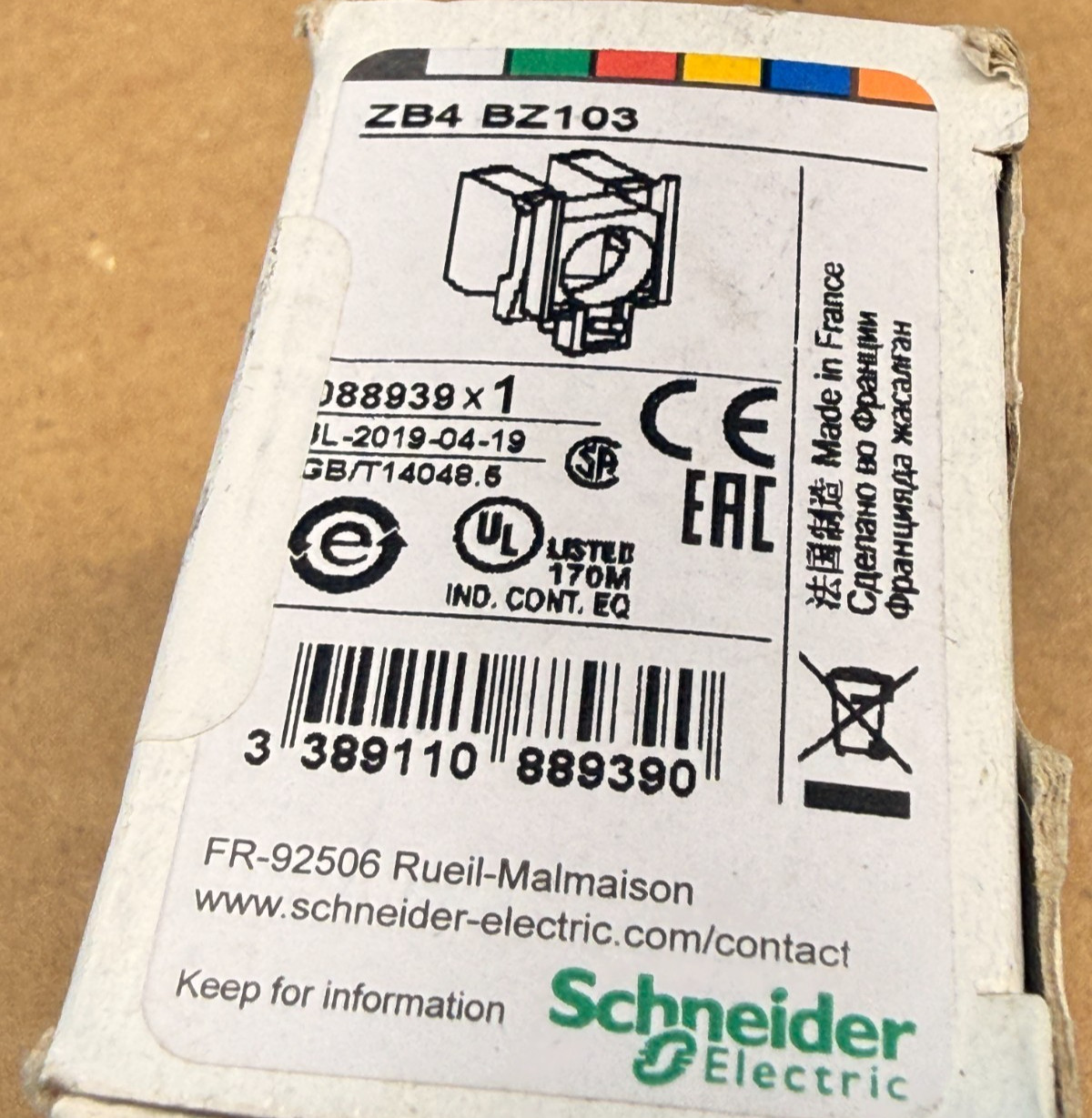 Lot of 2x Genuine Schneider ZB4BZ103 Harmony 22mm 1NO Contact Block Mounting