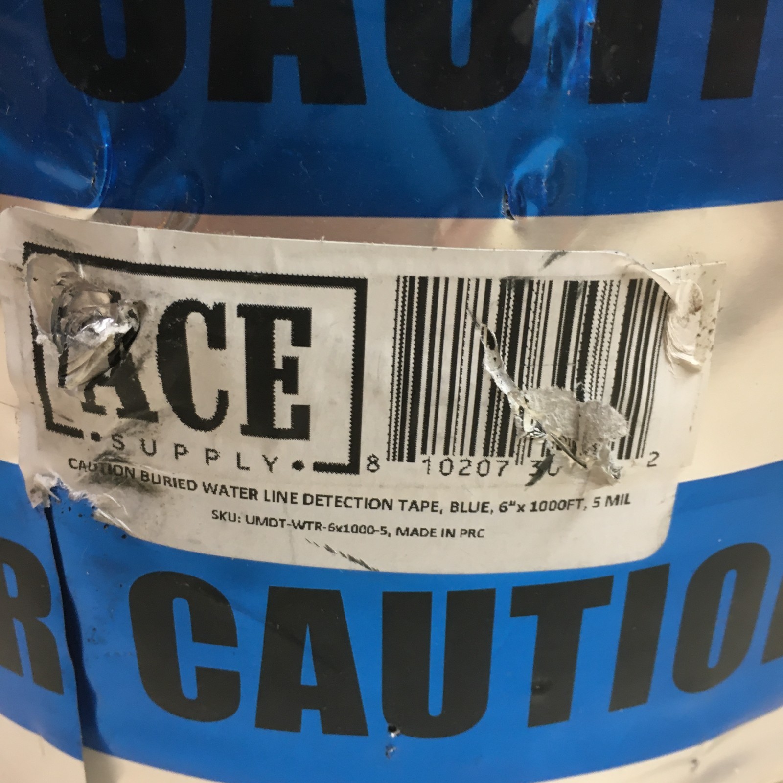 ACE Supply Underground Water Line Detectable Tape 6 Inch x 1000 Ft Length, 5 Mil