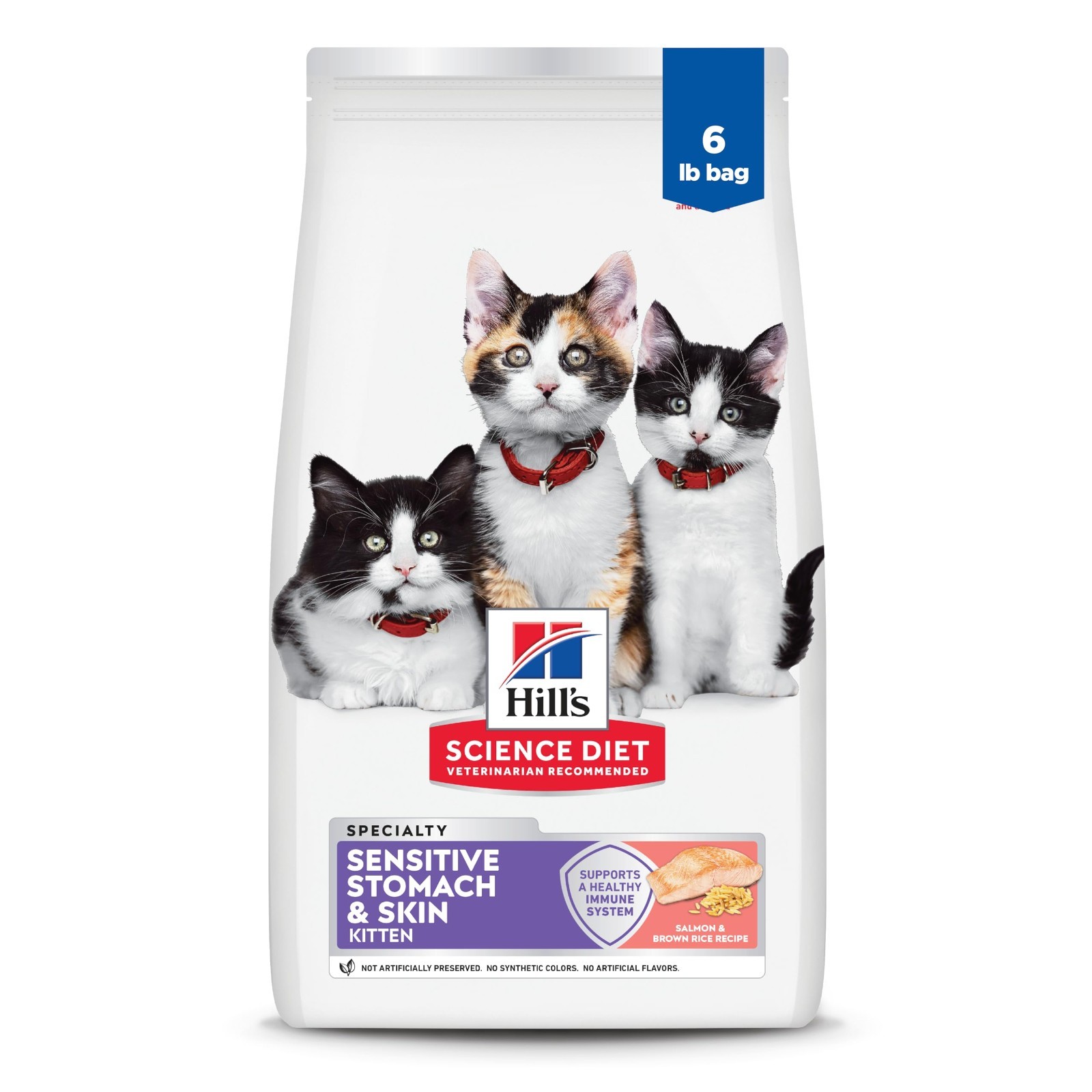 2 PACK Hill’s Science Diet Kitten Sensitive Stomach & Skin Dry Cat Food, 6 lb.