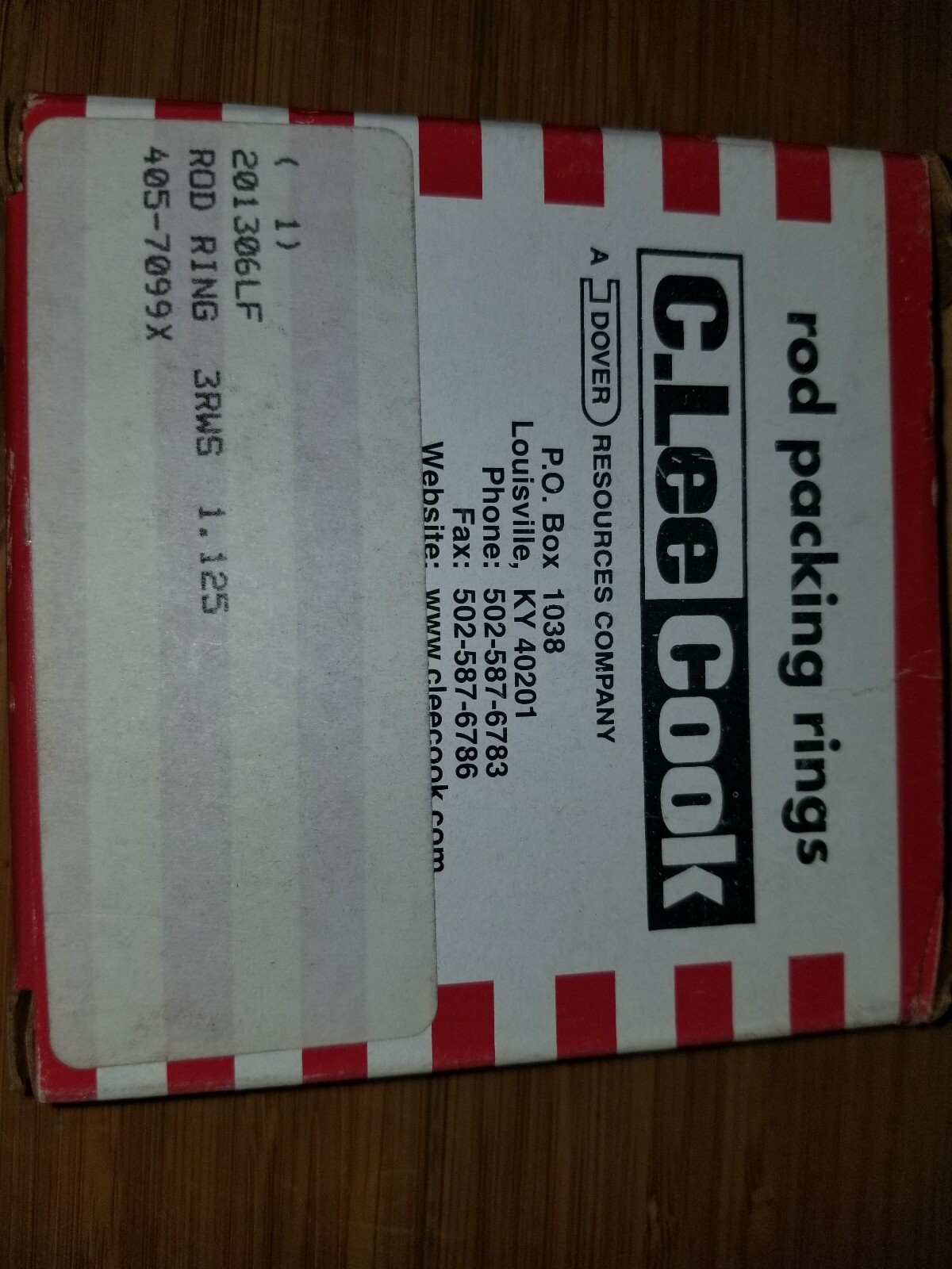 C. LEE COOK ROD PACKING RING 3RWS 1.125 PART # 201 306LF , 405-7099X