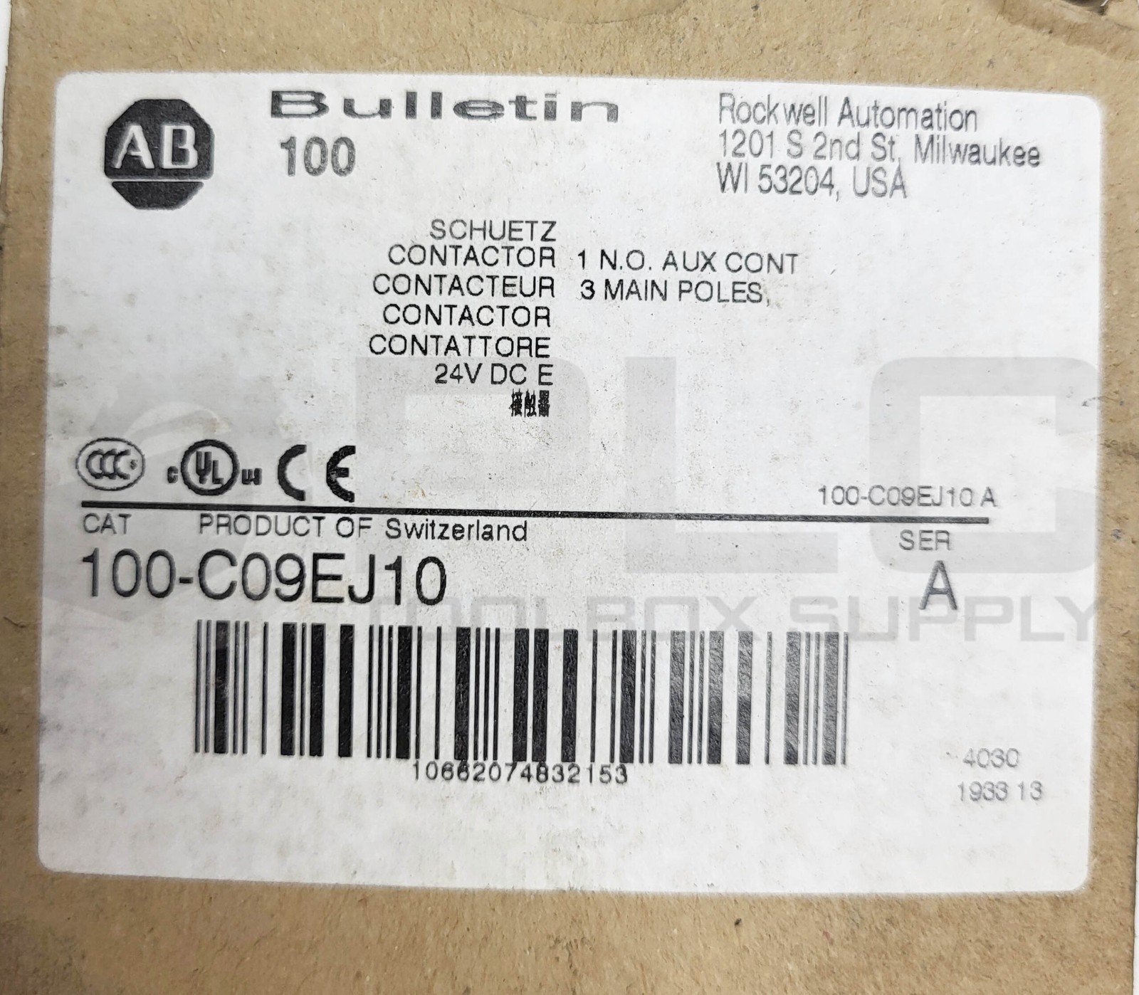 NEW ALLEN BRADLEY 100-C09EJ10 /A CONTACTOR 3 POLES 24VDC