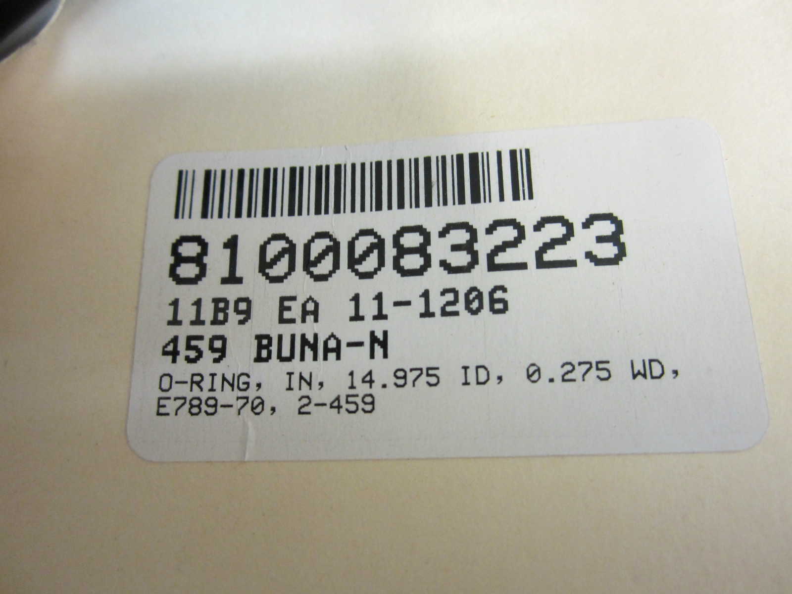 BUNA-N O’RING 14.975 ID , .275 WD (24 PCS)