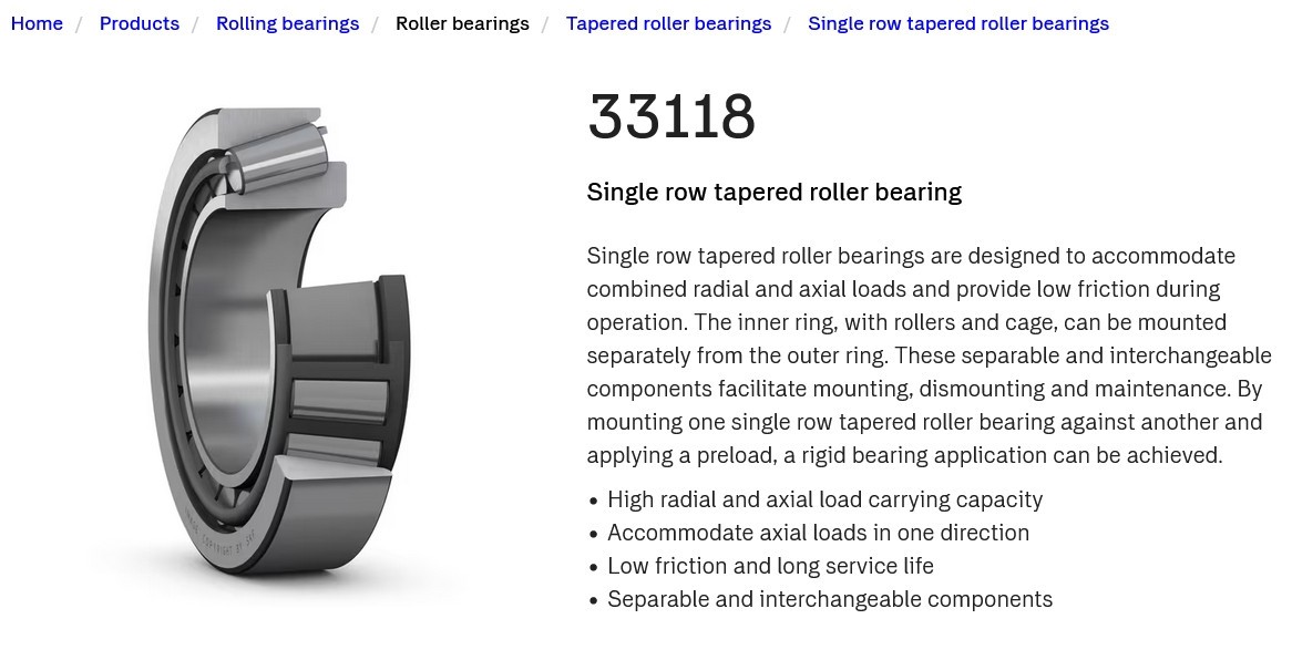 1 NEW SKF 33118 90x150x45mm TAPER ROLLER BEARING CONE NIB ***MAKE OFFER***