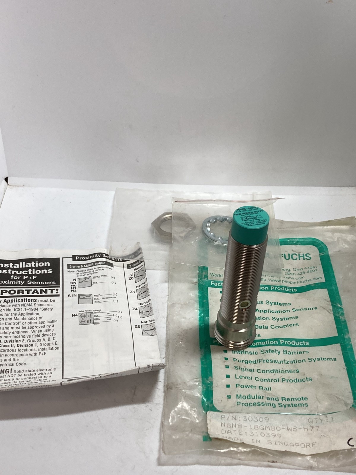 PEPPERL+FUCHS NBN8-18GM80-WS-H77 PROXIMITY SENSOR 20-250VAC 45-65HZ NIB