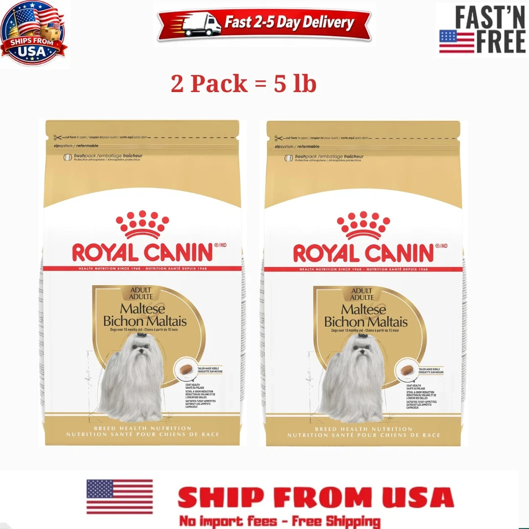 2 PACK Royal Canin Breed Health Nutrition Maltese Adult Dry Dog Food, 2.5 lb Bag