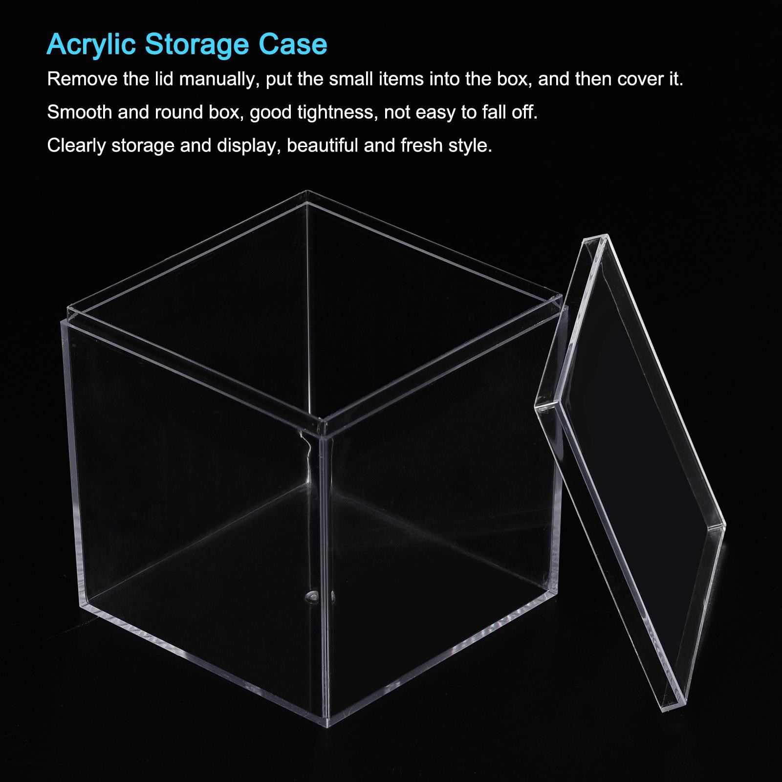 4Pack Clear Acrylic Plastic Storage Box Square Case with Lid, 7.5×7.5×7.5cm