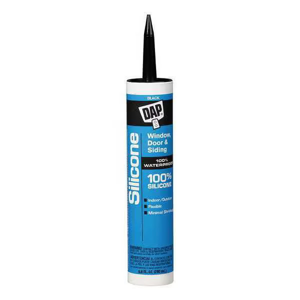 Dap Silicone Sealant, 9.8 oz, Cartridge, Black, Silicone Base, Window, Door &