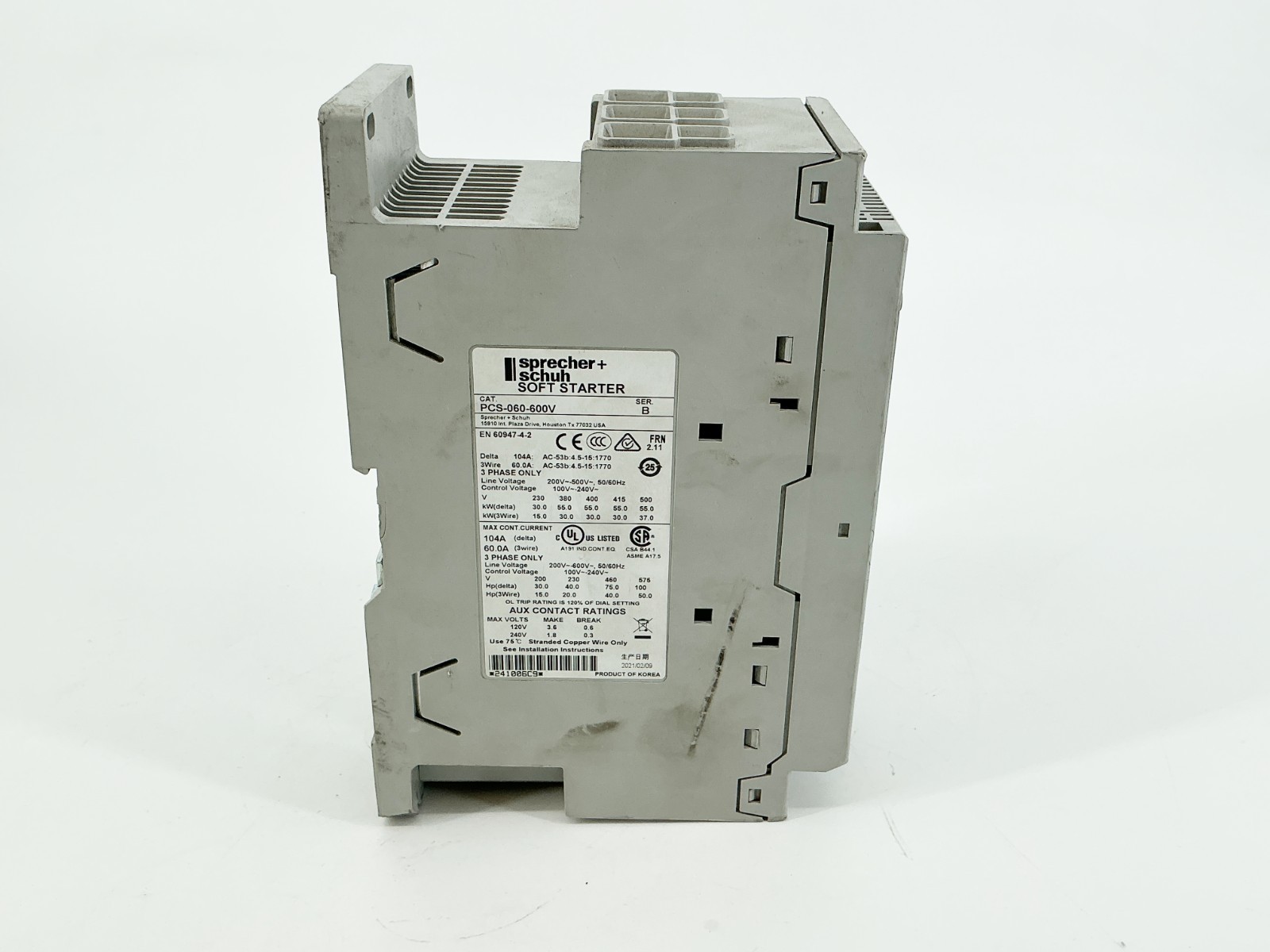New Sprecher Schuh PCS-060-600V Soft Starter 60A 3PH 50/60Hz 600V Ser.B – No Box
