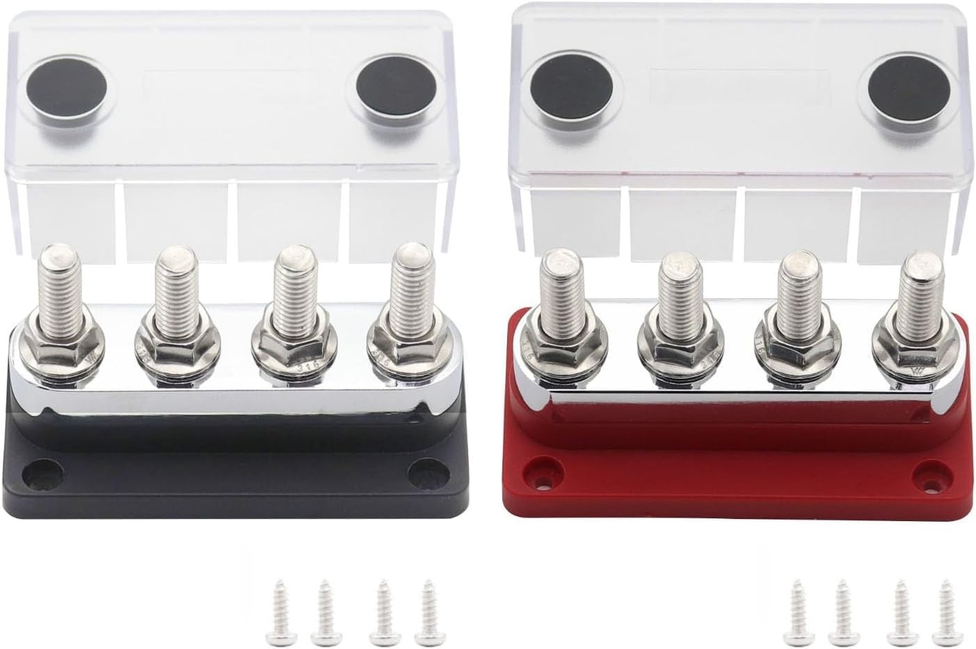 600A Heavy Duty Power Distribution Terminal 4x 3/8- Black& Red