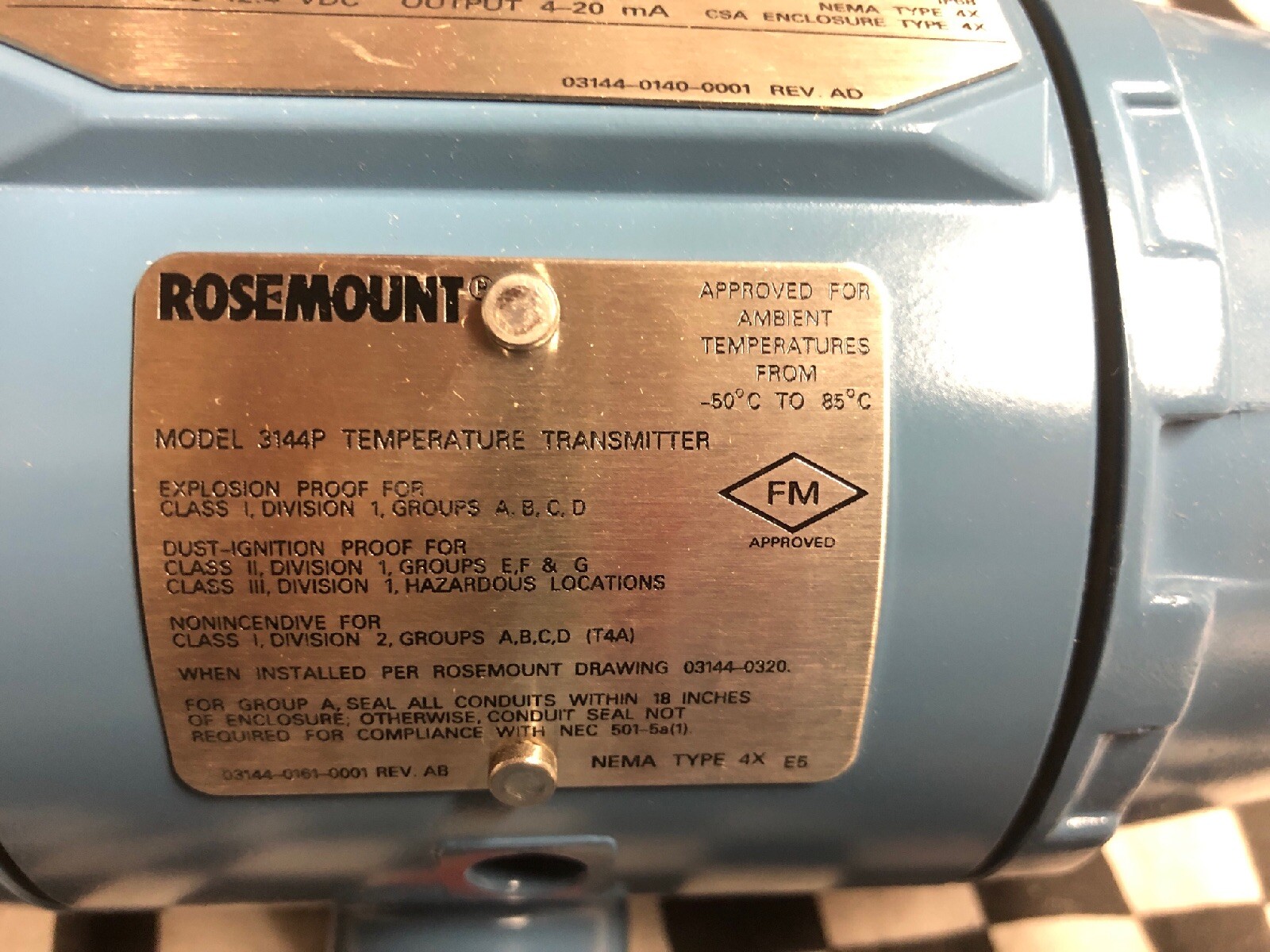 ROSEMOUNT Temperature Transmitter 3144P, 3144P-D1A1E5B4M5, 3144PD1A1E5B4M5
