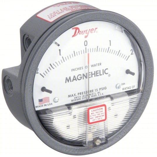 DWYER 2304 Differential Pressure Gauge, Metal