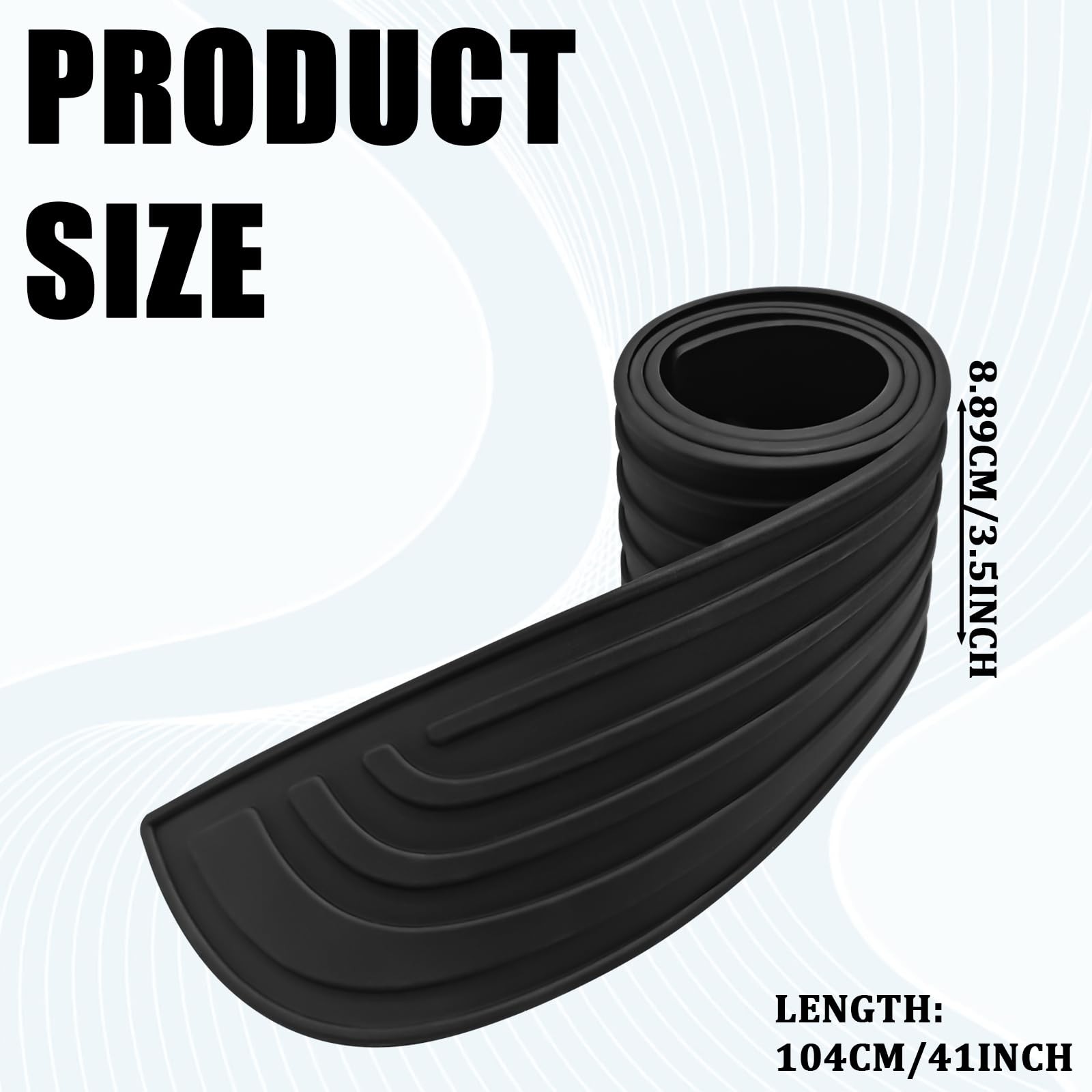 Universal Car Rear Bumper Protector 41 Inch Rubber Trunk Sill Guard Black
