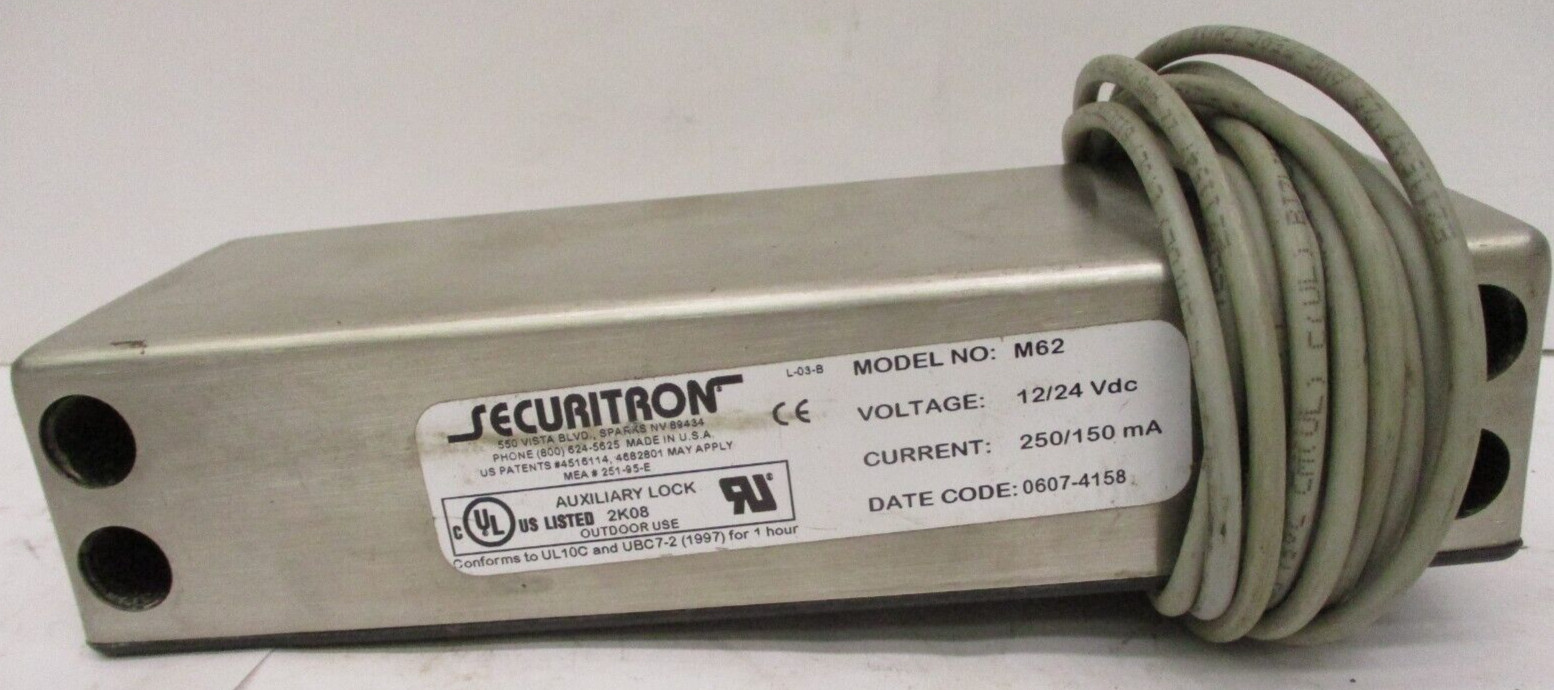 Securitron M62 12/24VDC Magnalock Door Access 2K08 Auxiliary Lock A5784LR