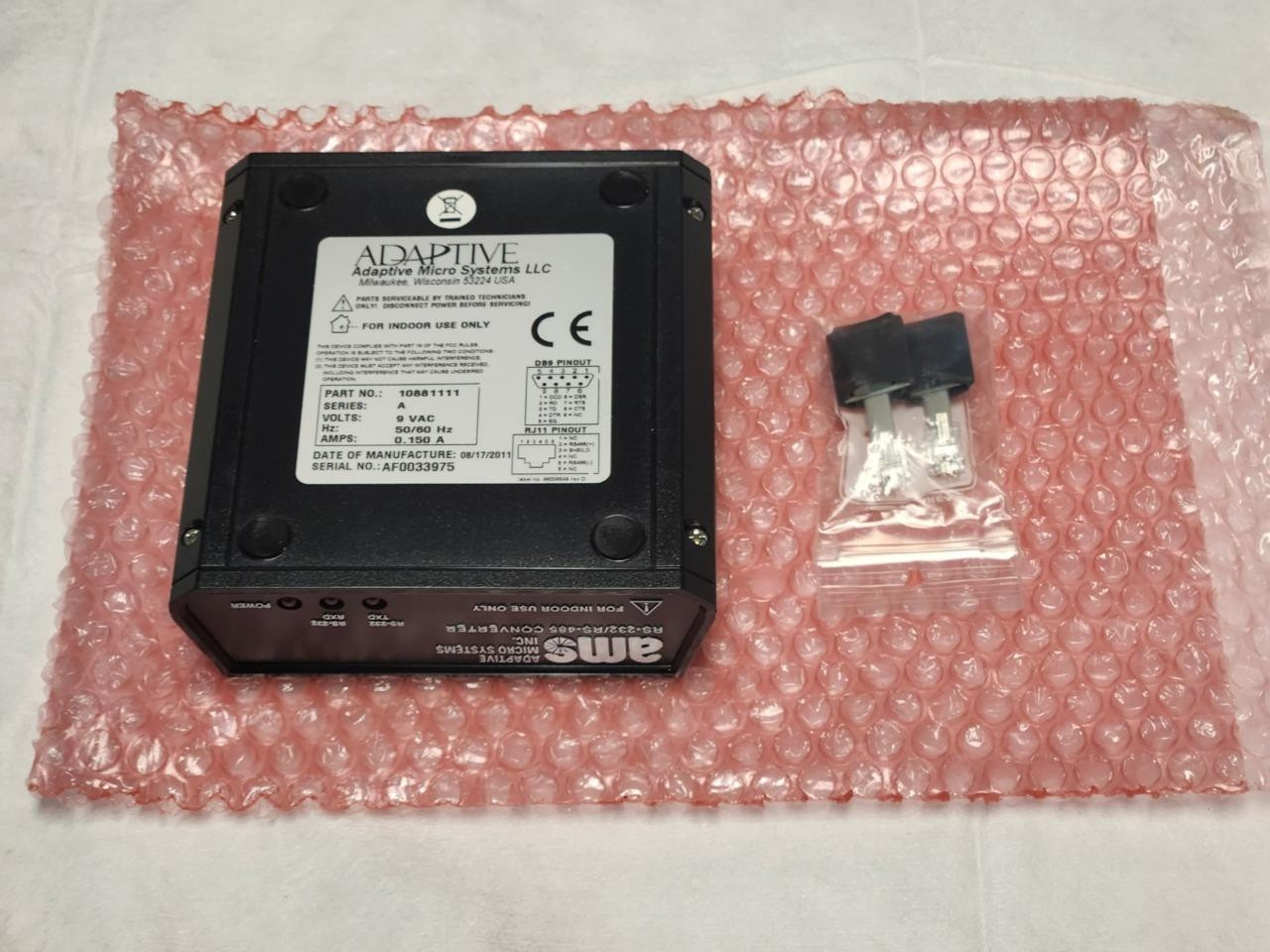 ADAPTIVE MICRO SYSTEMS RS-232/RS-485 CONVERTER Part# 10881111 50/60Hz New