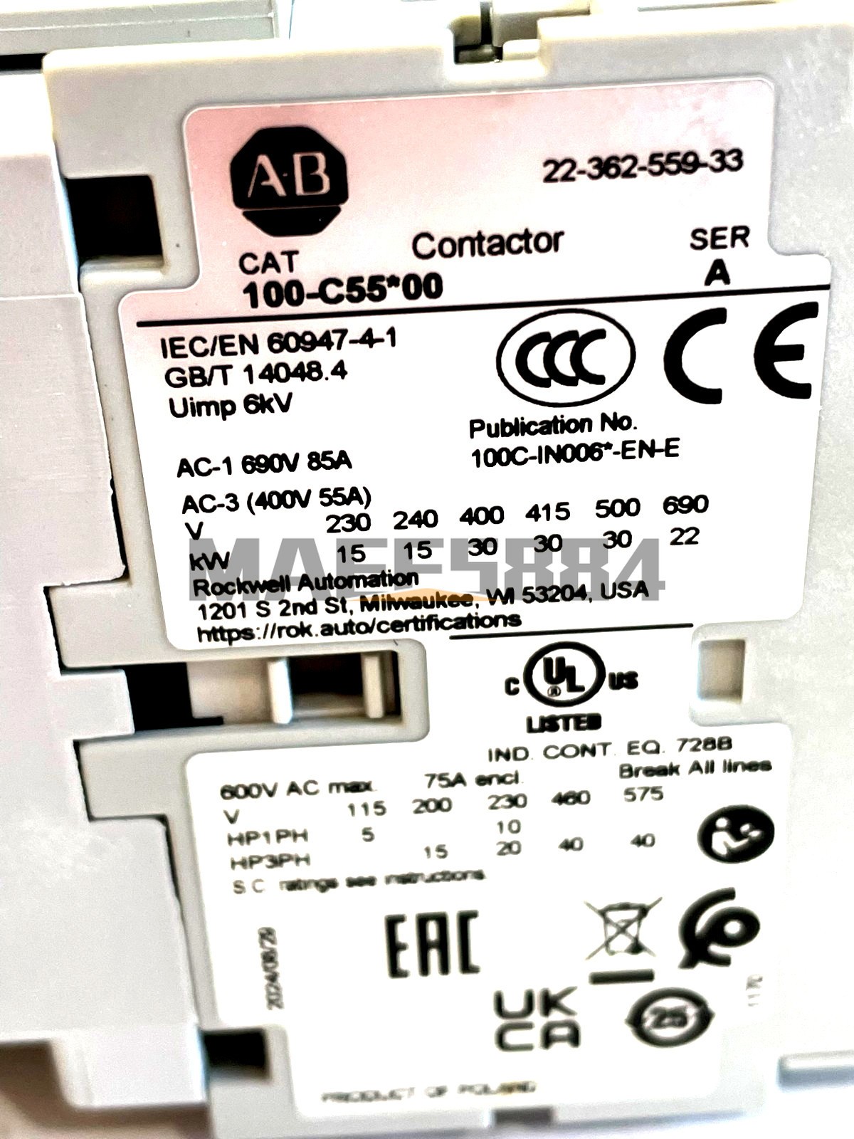 NEW ALLEN BRADLEY 100-C55D10 PROCESSOR MODULE 100C55D10 SER. FAST SHIPPING