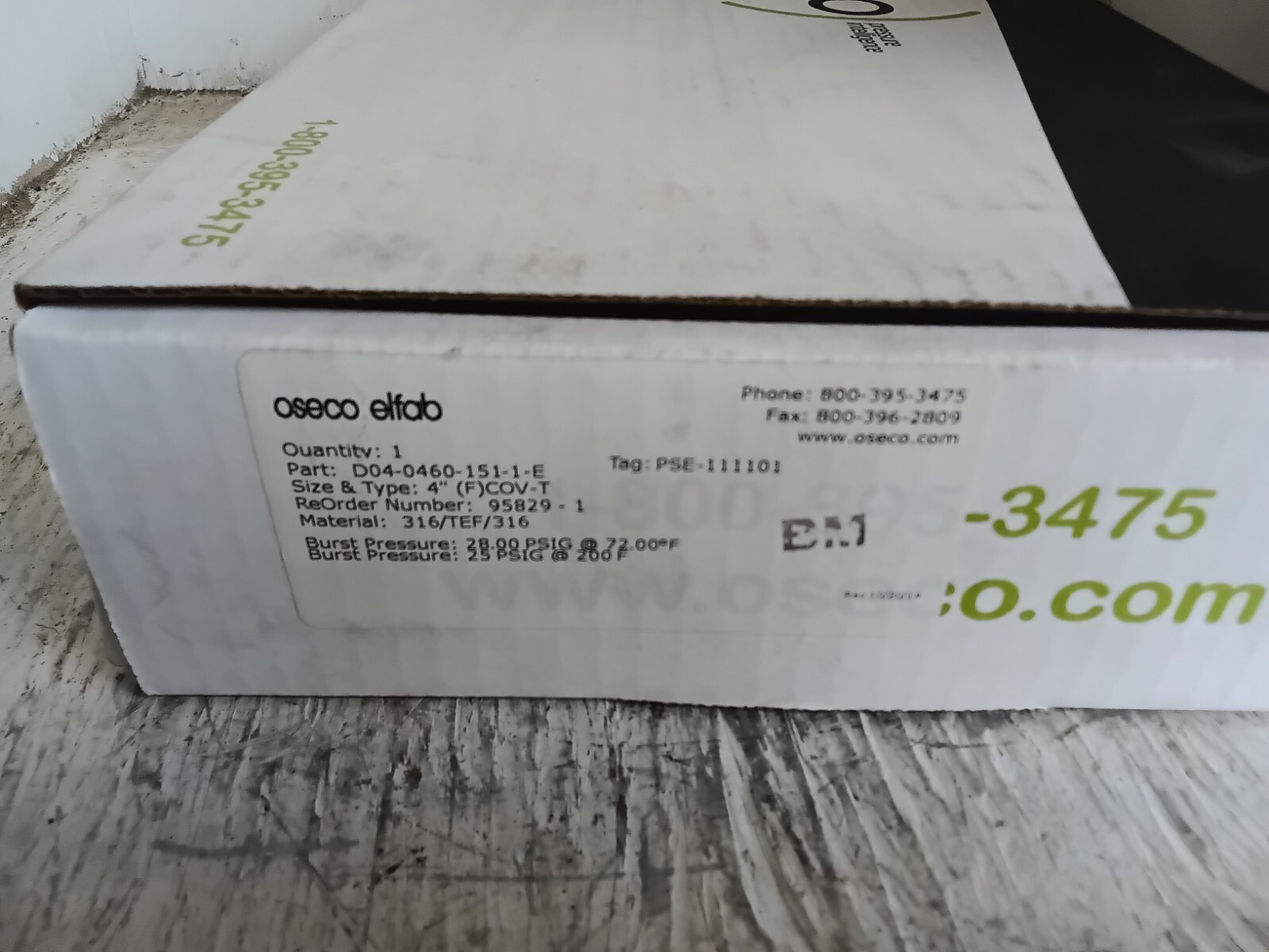 Oseco Rupture Disk D04-0460-151-1-E 316/TEF 4″ 28.00 PSIG @ 72.00*F – (C8B)