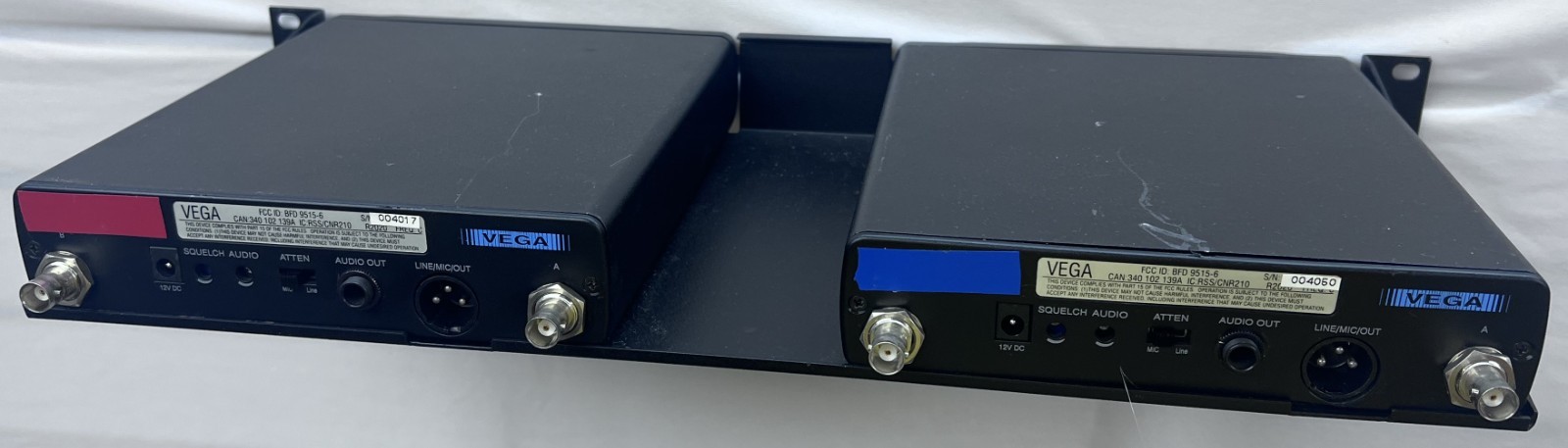 VEGA R-2020 UHF RECEIVER Set Of 2 With Rack Bracket, No Power Cords