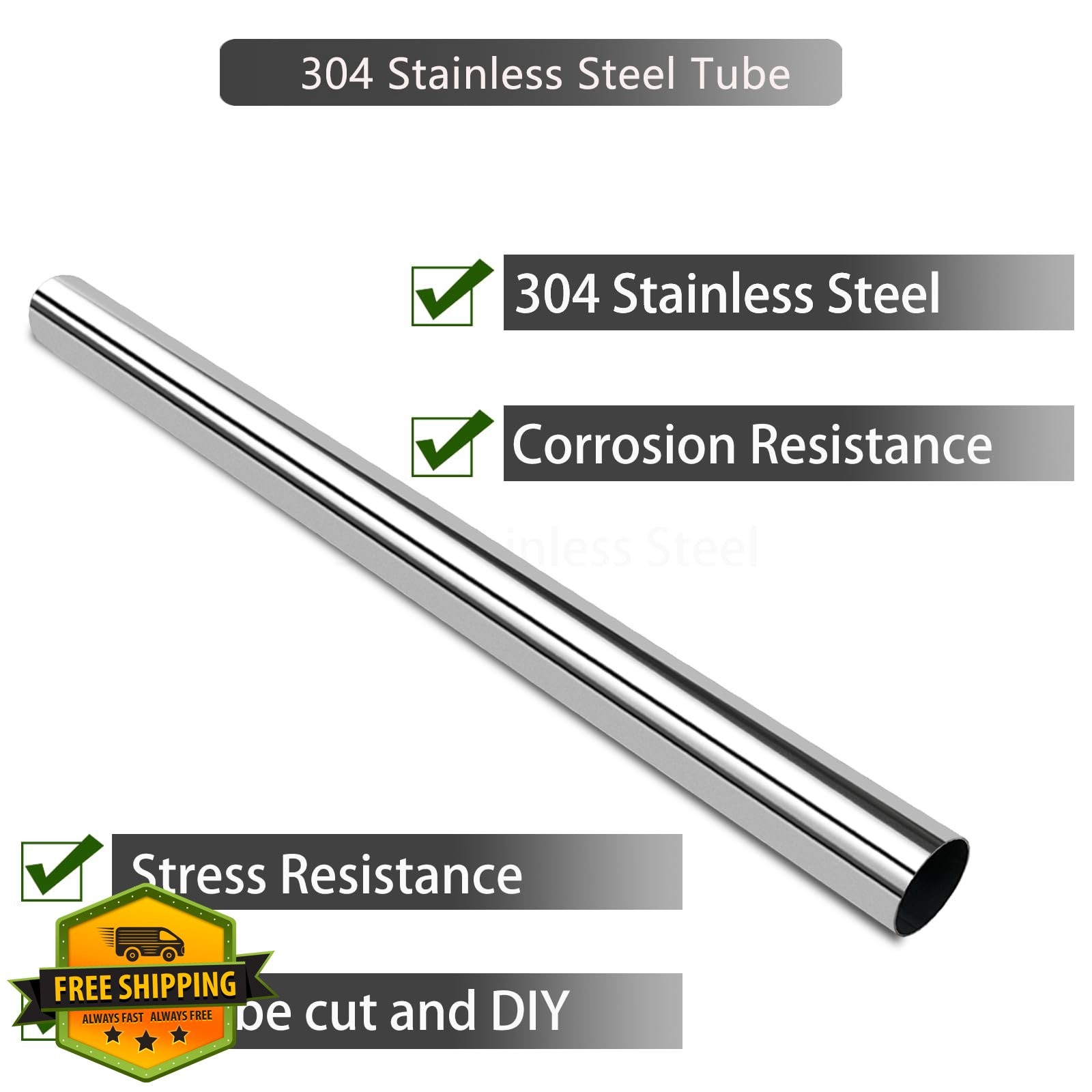 GeilSpace 2.5in OD 48in Exhaust Pipe 2 Pack