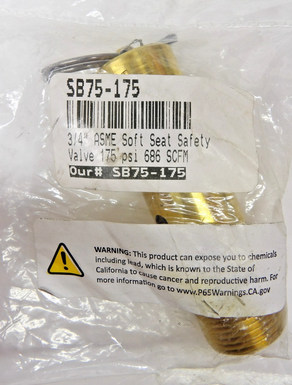 SB75-175 ¾” ASME Soft Seat Safety Valve 175 psi 686 SCFM