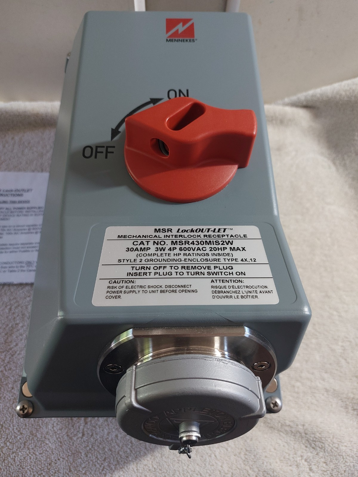 MENNEKES MSR430MIS2W 30A 600V 3W4P INTERLOCK RCPT