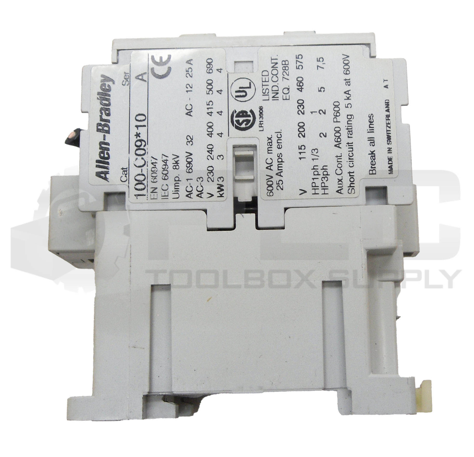 ALLEN BRADLEY 100-C09*10 /A CONTACTOR 600VAC 25A 110-120V 50/60HZ(QUANTITY)