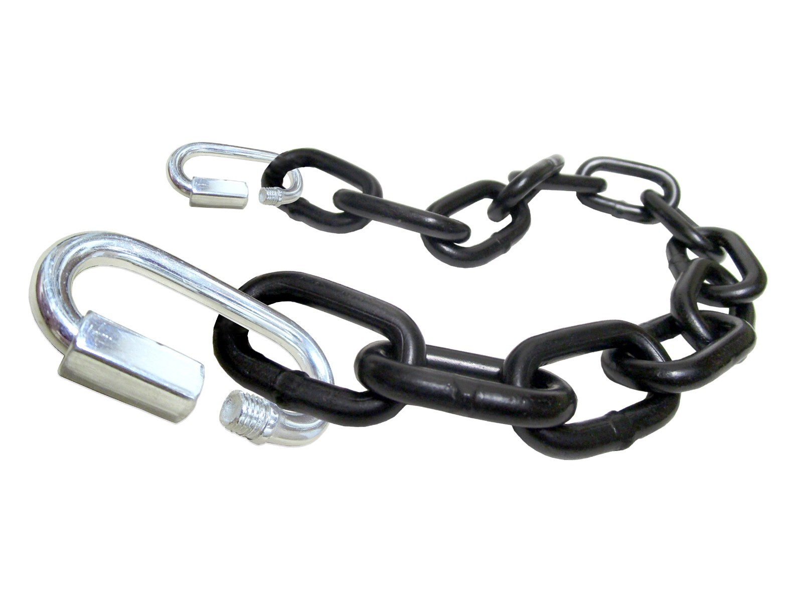 5/16″ x 50′ Black Powder Coated Safety Chain with Quick Link Attachments