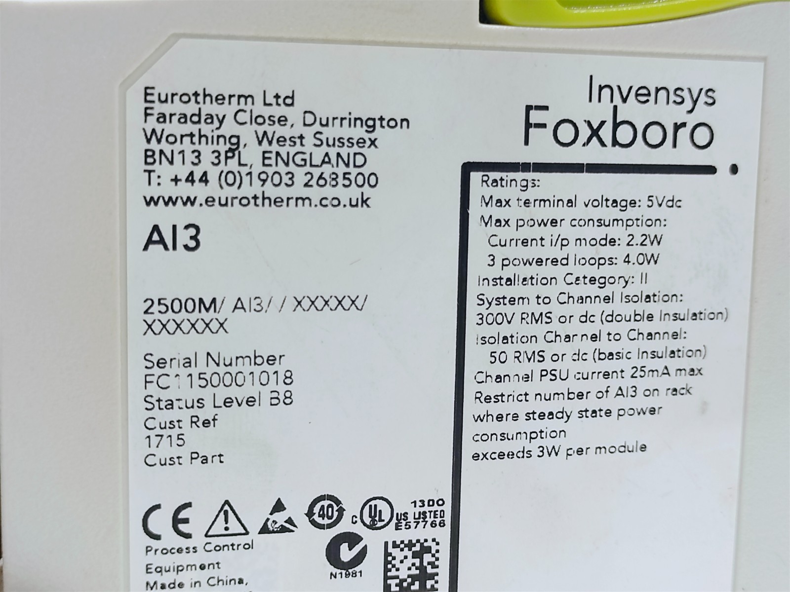 EUROTHERM 2500M/AI3/ / XXXXX/XXXXXX MODULE (FREE SHIPPING)