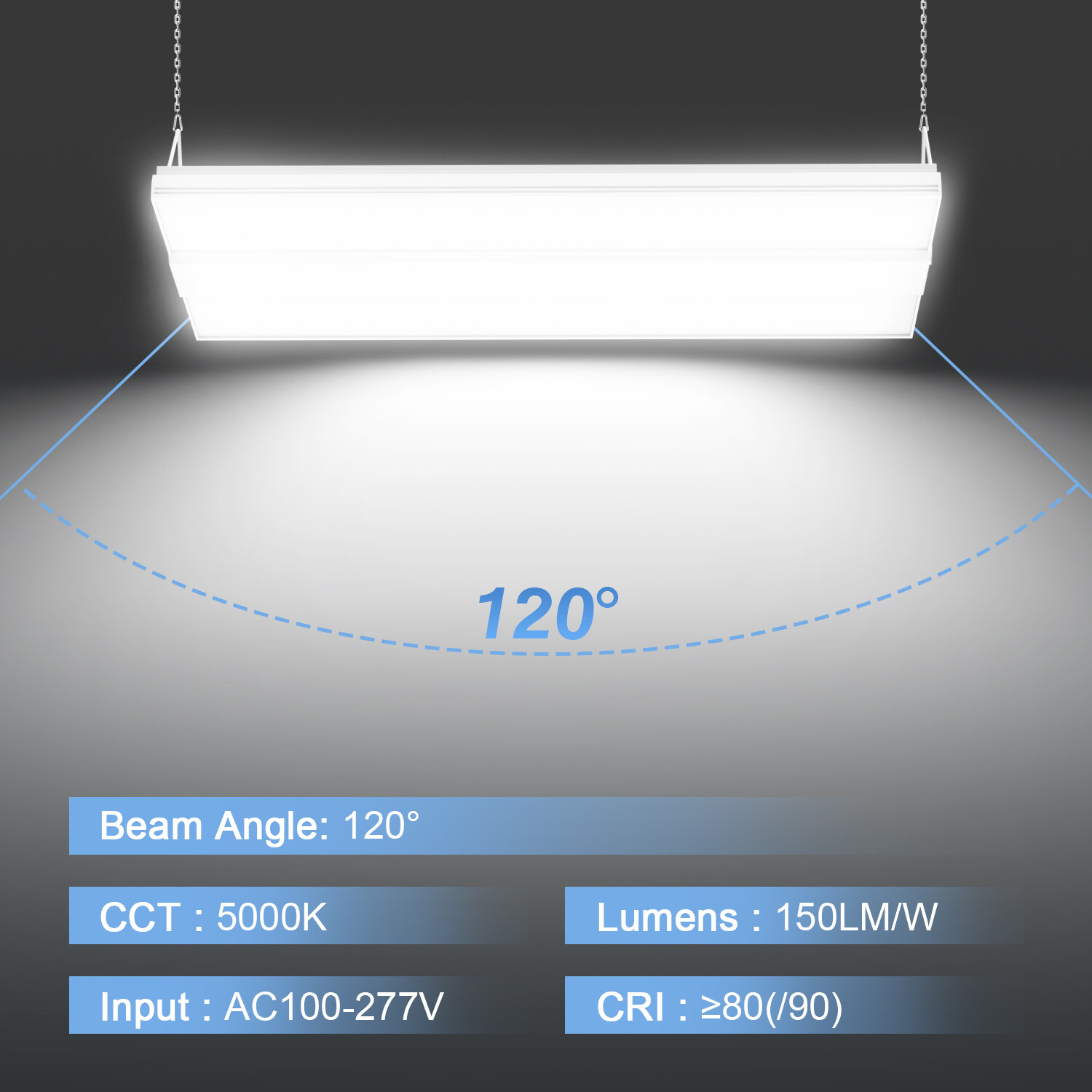 240W LED Linear High Bay Light, 30,000LM Commercial Hanging Warehouse Lamp 5000K
