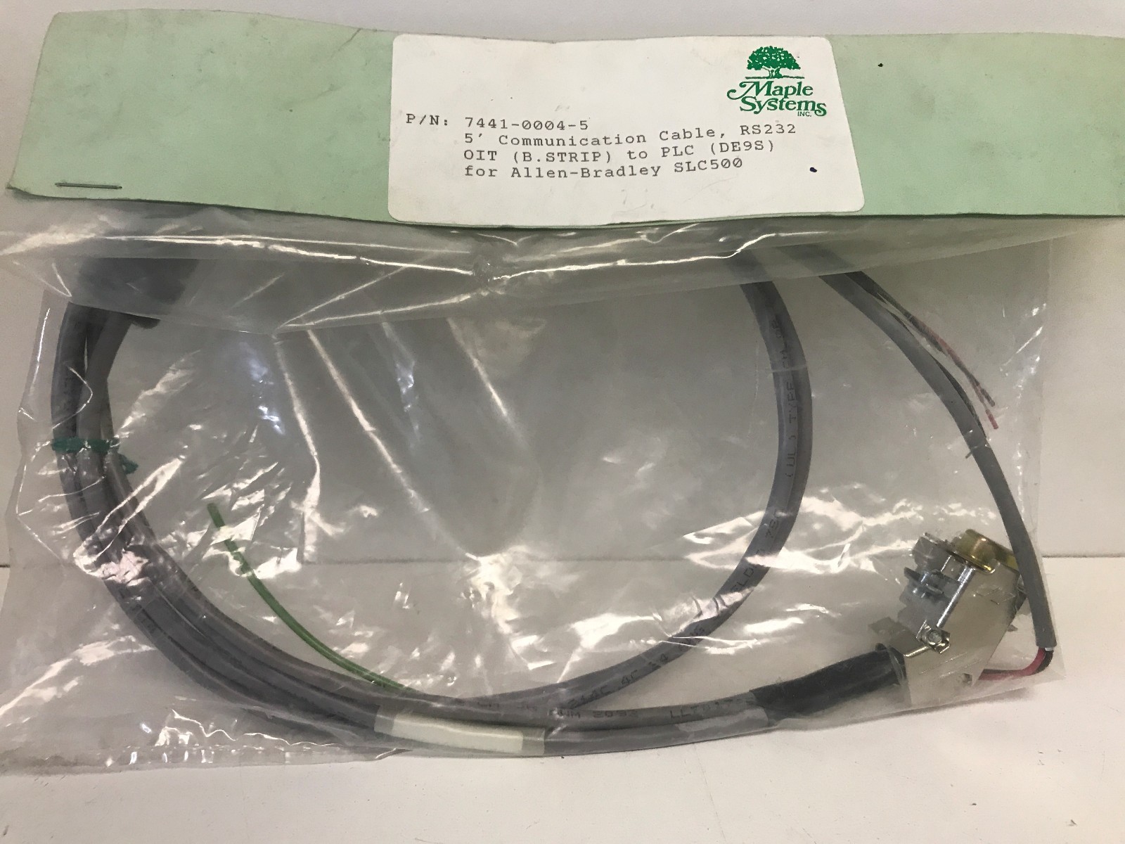 NEW IN BAG! MAPLE SYSTEMS 7441-0004-5 5′ COMMUNICATION CABLE FOR AB SLC500
