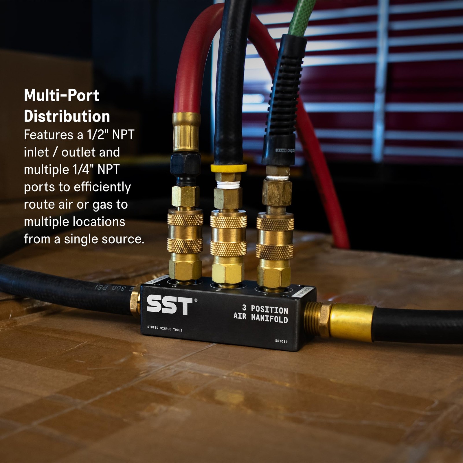 SST 4 Position 1/2″ NPT Inlet 1/4″ NPT Outlet Air Compressor Manifold