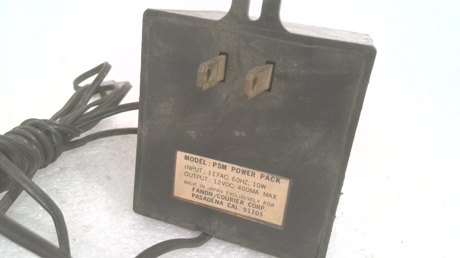 FANON/ COURIER CORP PSM POWER PACK, INPUT: 117AC, 60HZ, 10W, OUTPUT: 12VDC 400MA