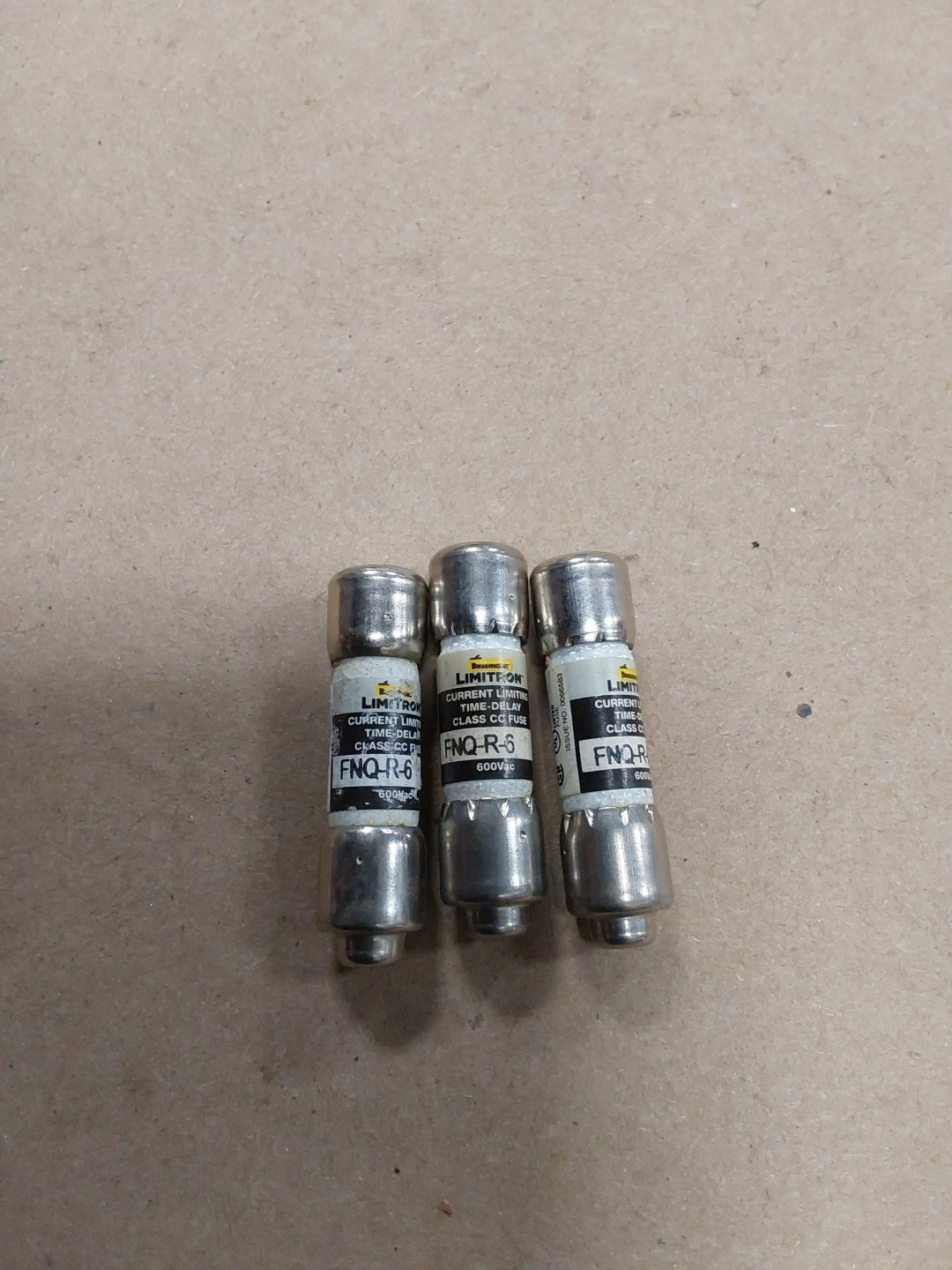 BUSSMANN FNQ-R-6 LIMITRON TIME DELAY FUSE, Lot Of 3