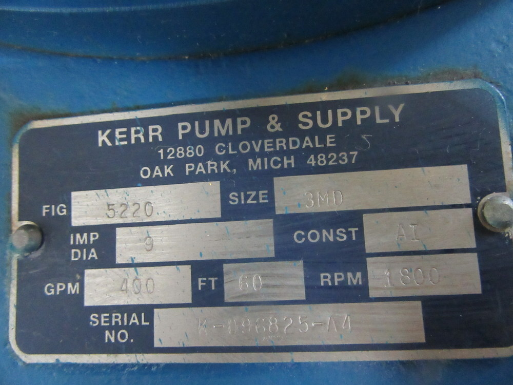 Kerr Pump 5220 Sump Pump 400 GPM Size 3MD Pump Only