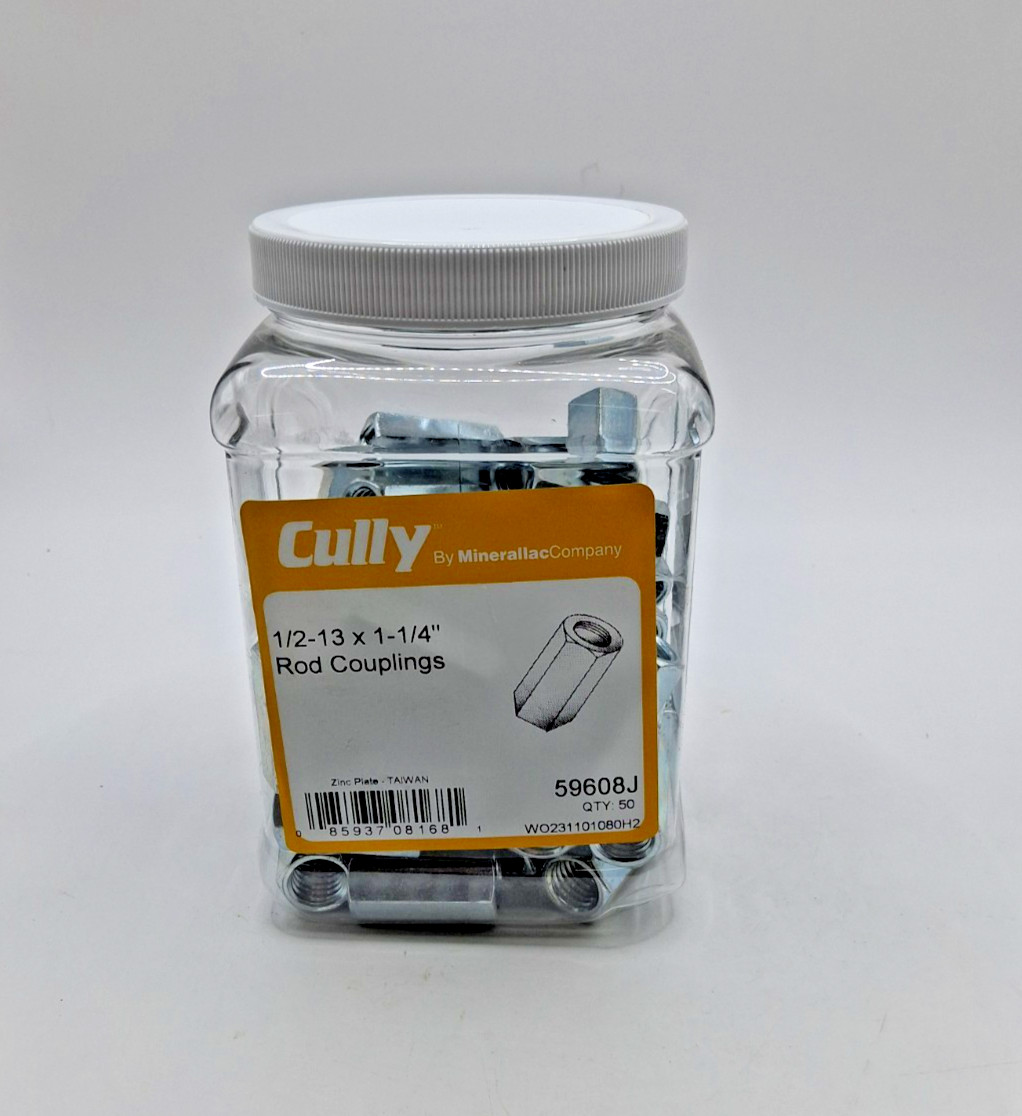 Minerallac Cully 59608J 1/2-13 x 1-1/4″ Rod Couplings – Jar of 50