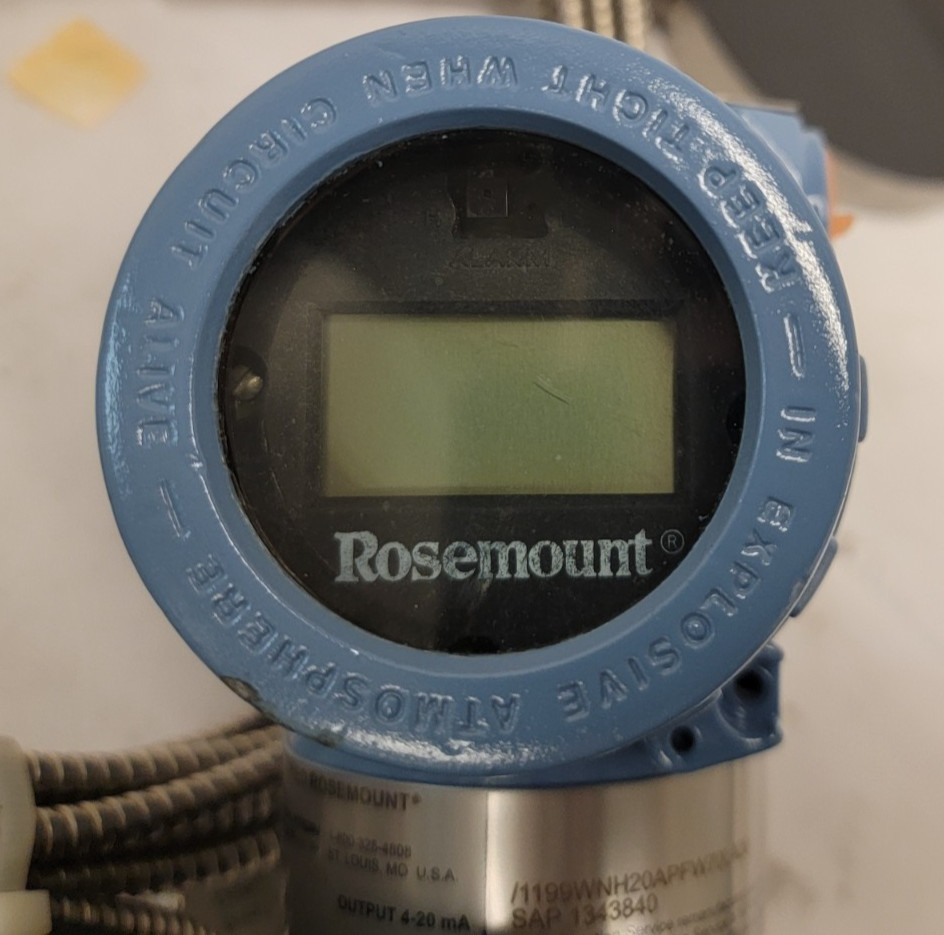 Rosemount 3051 Pressure Sensor Assembly w/ 1199 Transmitter 3051CG4A22A1AS1B4M5