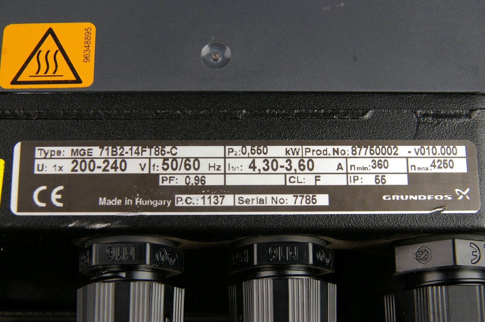 Grundfos MGE 71B2-14FT85-C 87750002 0,55kW