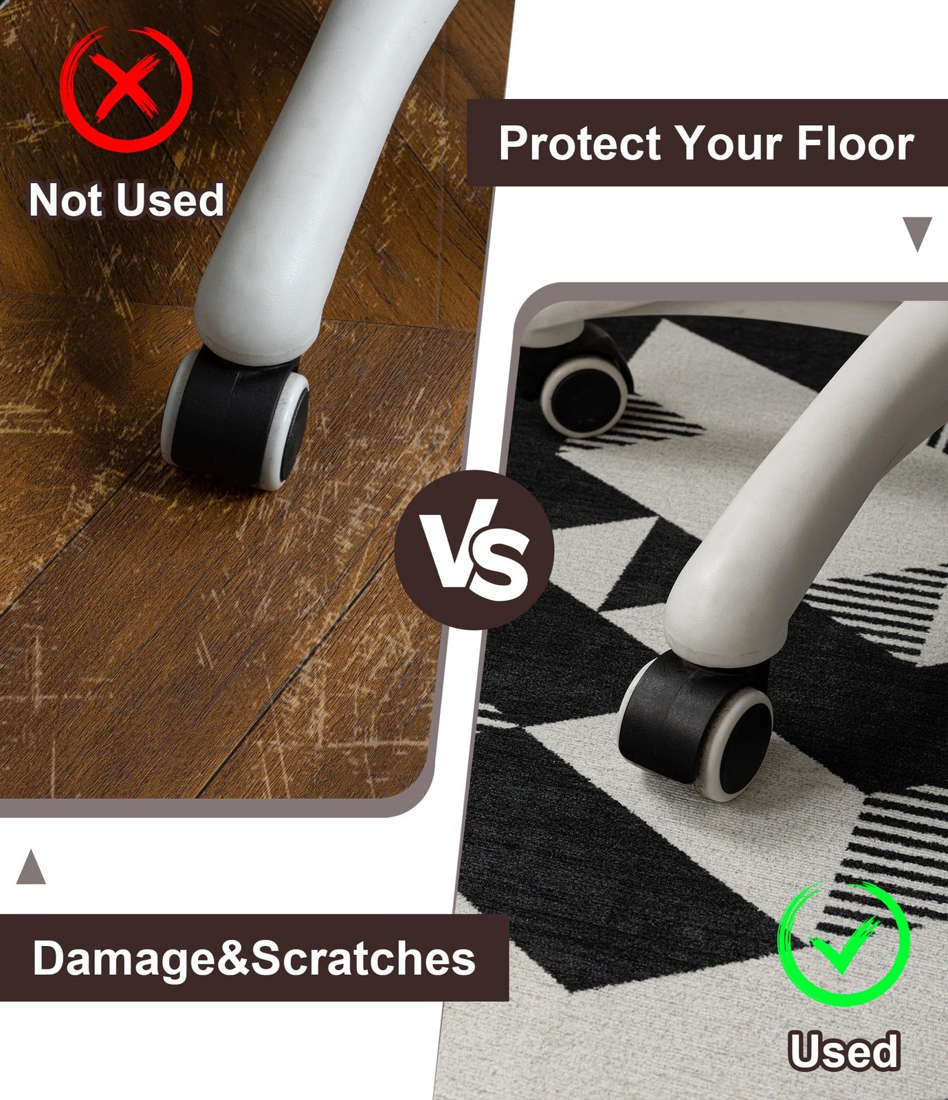 chakme Office Chair Mat for Hardwood Floor, 72″x48″ Easy Glide Computer Desk Mat