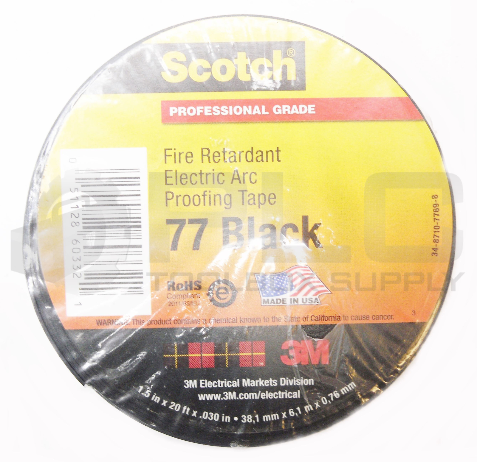 LOT OF 2 3M SCOTCH BLACK 77 FIRE RETARDANT ELECTRIC ARC PROOFING TAPE 1.5″X20′