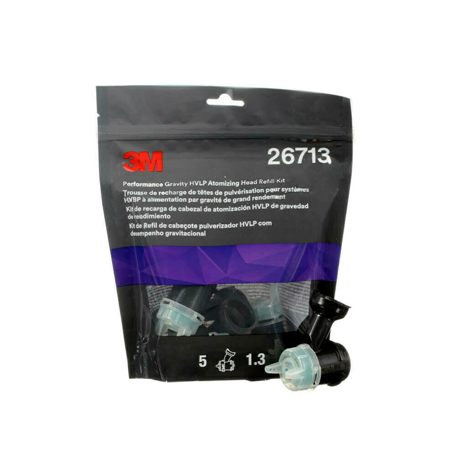 3M Performance Gravity HVLP Atomizing Head Refill Kit 26713 Size 1.3 Green for