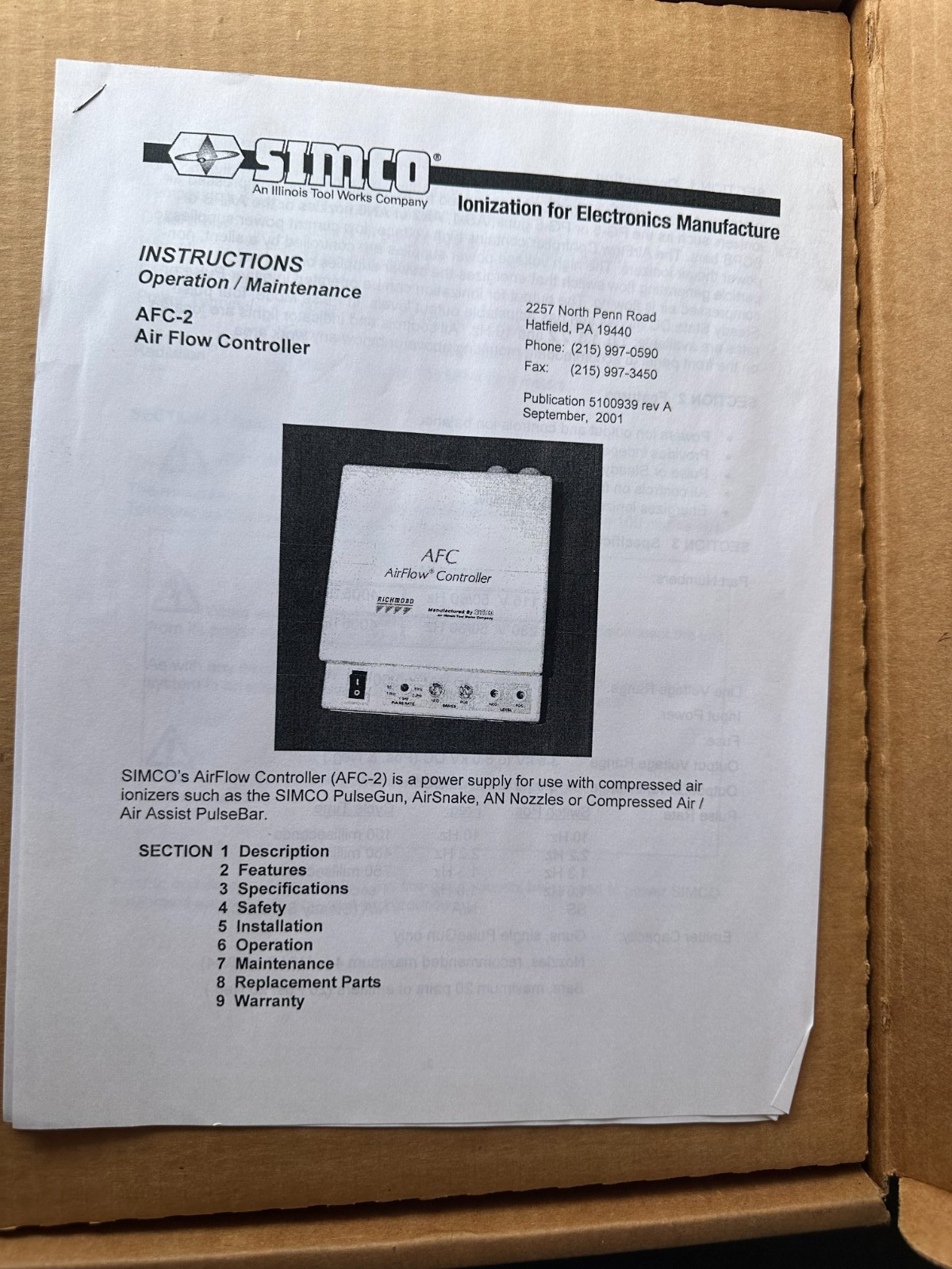 NEW SIMCO AFC-2 AIR FLOW CONTROLLER