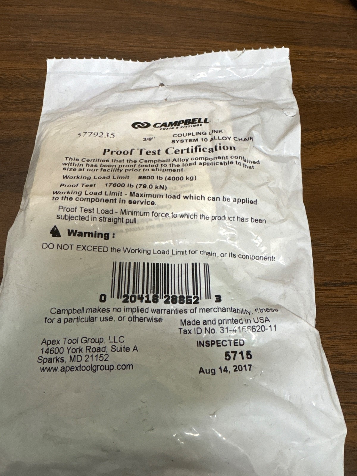 Campbell Chain & Fittings 5779235 3/8″ Quik-Alloy Coupling Link, Grade 100,