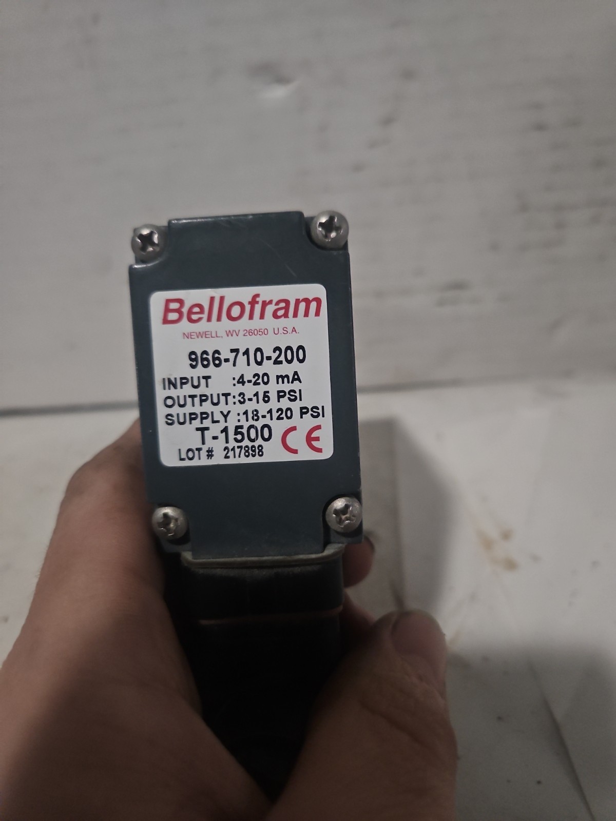 BELLOFRAM T-1500 TRANSDUCER 966-710-200 IN:4-20MA OUT: 3-15 PSI SUP:18-120 PSI